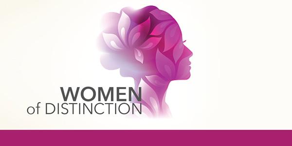 Women of Distinction graphic with rendering of woman's head