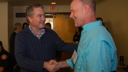 Asm. O'Donnell greeted by Dr. Chris Lowe